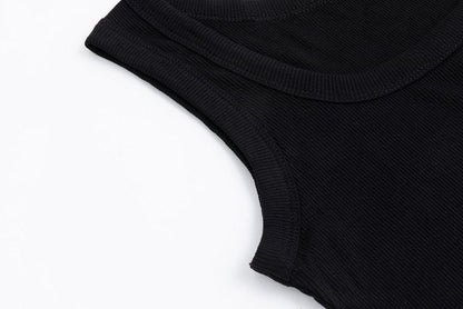 SVALIY Summer Womens Tank Tops 2025 Square Neck Fitted Sleeveless Shirts for Women Ribbed Basic Top Black