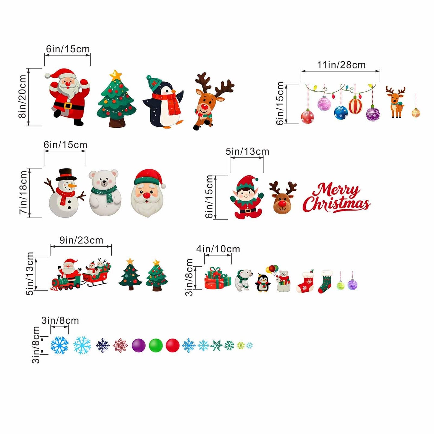Christmas Santa Wall Decals for Kids: Festive Holiday Chrismas Tree Wall Stickers for Indoor Home Decor - Living Room Kids Room Windows Door - Easy Peel and Stick Family Activity