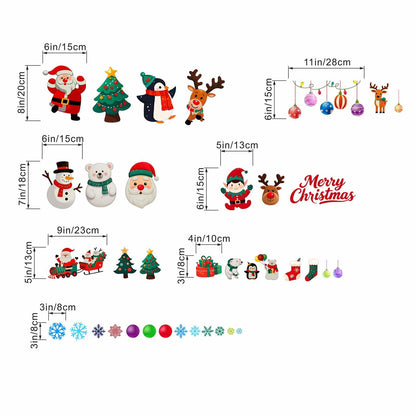Christmas Santa Wall Decals for Kids: Festive Holiday Chrismas Tree Wall Stickers for Indoor Home Decor - Living Room Kids Room Windows Door - Easy Peel and Stick Family Activity