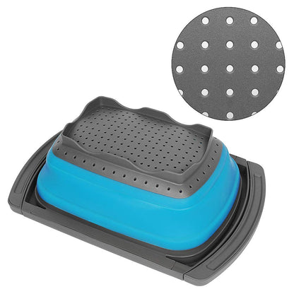 Qimh Colander collapsible, Colander Strainer Over The Sink Vegetable Fruit Strainer Basket (6 Quart) with Extendable Handles, New Kitchen Essentials