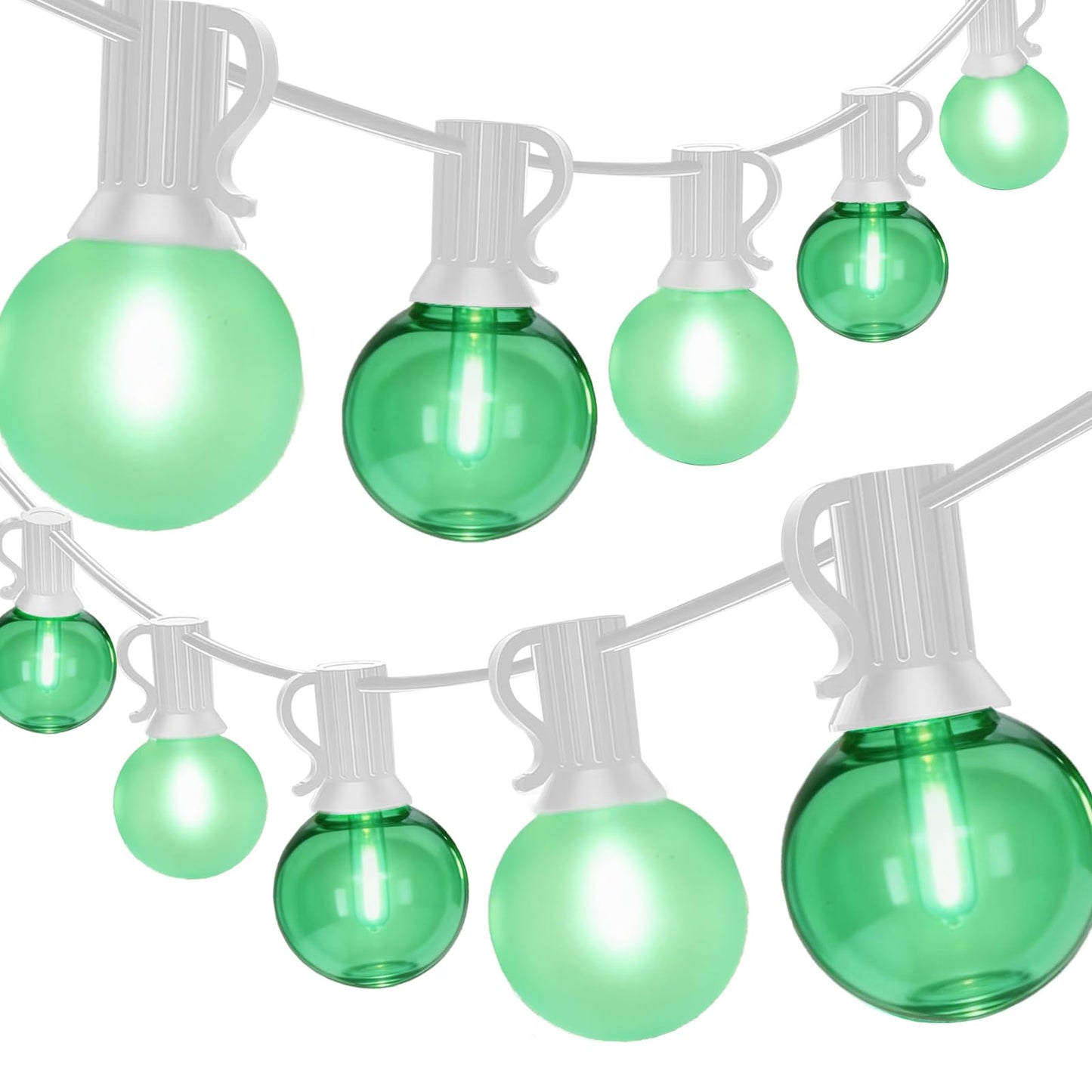 50FT G40 LED Outdoor Globe String Lights, St. Patrick's Day Decorations Lights Outdoor with 27 Shatterproof Green Bulbs, Hanging Globe Patio Lights Waterproof for Outside Party Wedding Porch Backyard