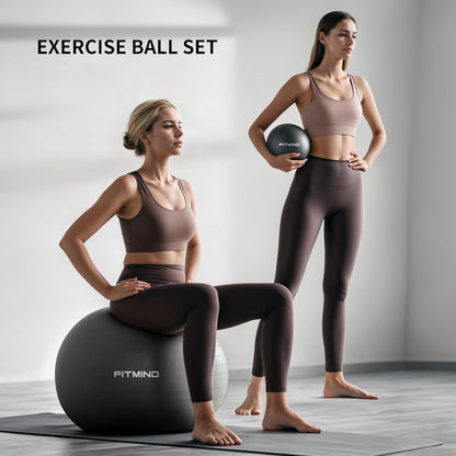 FITMIND Yoga Ball set-55cm&25cm(Black)