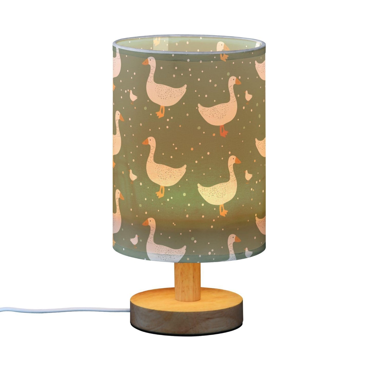 Oarencol Bedside Table Lamp Cute Goose Green Nightstand Lamp with Wood Desk Lamps for Bedroom Living Room Nursery Office Home Decor