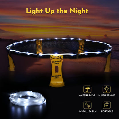 Blinngo Roundnet Game Set with 3 Balls and Strip Light (ONLY for Pro Kit) - Roundnet Game for Outdoor Indoor Lawn Beach Backyard and Park
