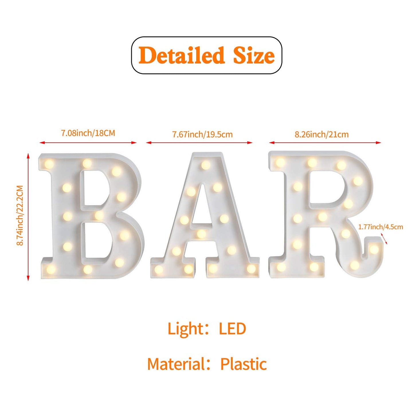 Rdutuok LED Marquee Letters Lights BAR Sign Letter Lamp for BAR Pub Home Party Wedding Decoration Battery Powered Christmas Lamp Home Bar Decoration