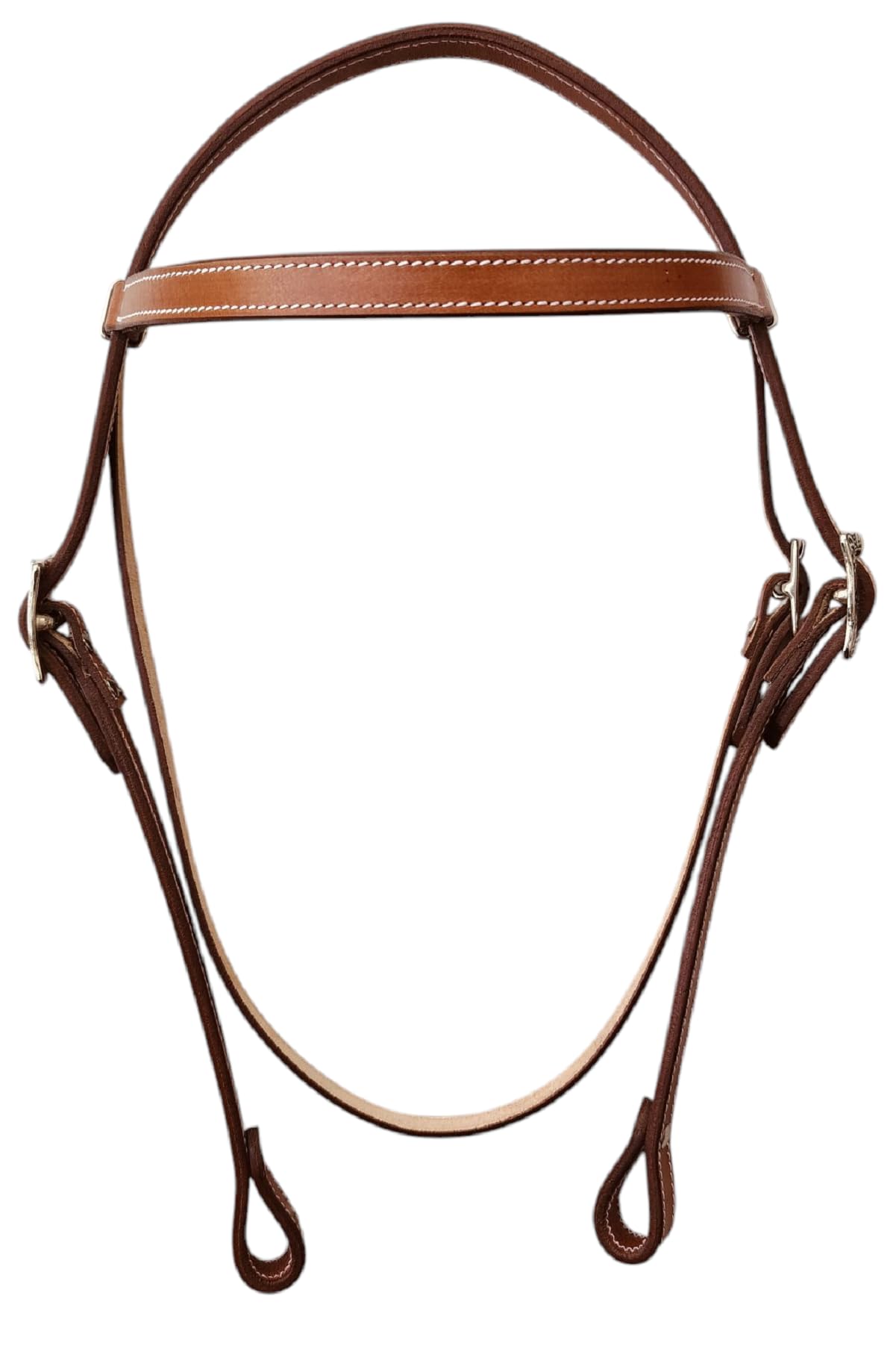 WEMBILS Western Leather Latigo Browband Headstall for Horses for Trail Riding Double Stitched Bridle for Horse Durable Equine Supplies Equestrian Gifts (Tan)