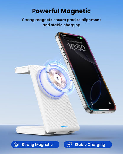 Wireless Charging Station for Apple - 3 in 1 Wireless Charger Stand Dock Watch and Phone Charger Station for Apple Watch 11/8/7/SE/6/5/4/3/2, iPhone 17 16-12 Pro Max SE XS X, Samsung, AirPods Pro/3/2