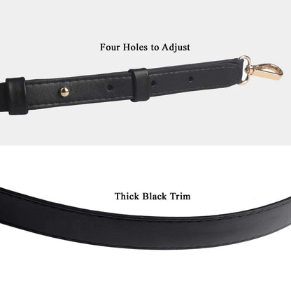 BEAULEGAN Wide Purse Strap Replacement - Microfiber Leather - 51 Inch Long Adjustable for Crossbody Shoulder Bag, Black/Gold