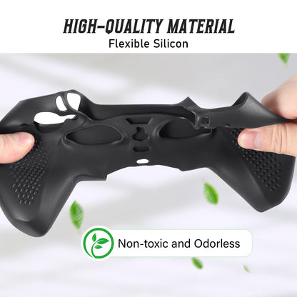 FAMOMI PS5 Controller Skin, Anti-Slip Soft Silicone Protective Cover Case for PlayStation 5 Controller Grip Accessories, 2 Pack with 8 x Thumb Grip Caps (Black&Black)