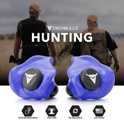 Decibullz - Custom Molded Earplugs, 31dB Highest NRR, Comfortable Hearing Protection for Shooting, Travel, Swimming, Work and Concerts (Blue)