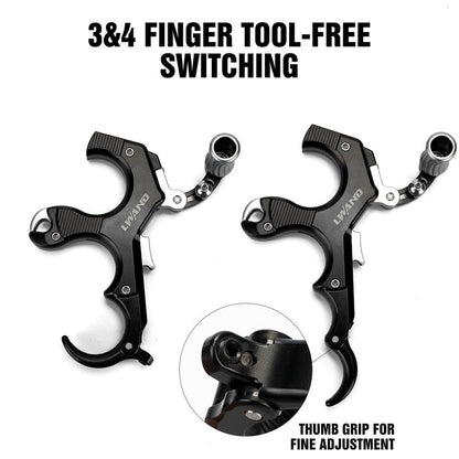 LWANO Thumb Bow Release - 3&4 Finger Adjustable Archery Compound Bow Release Aid, with Trigger Travel and Pressure Adjustable (Black)