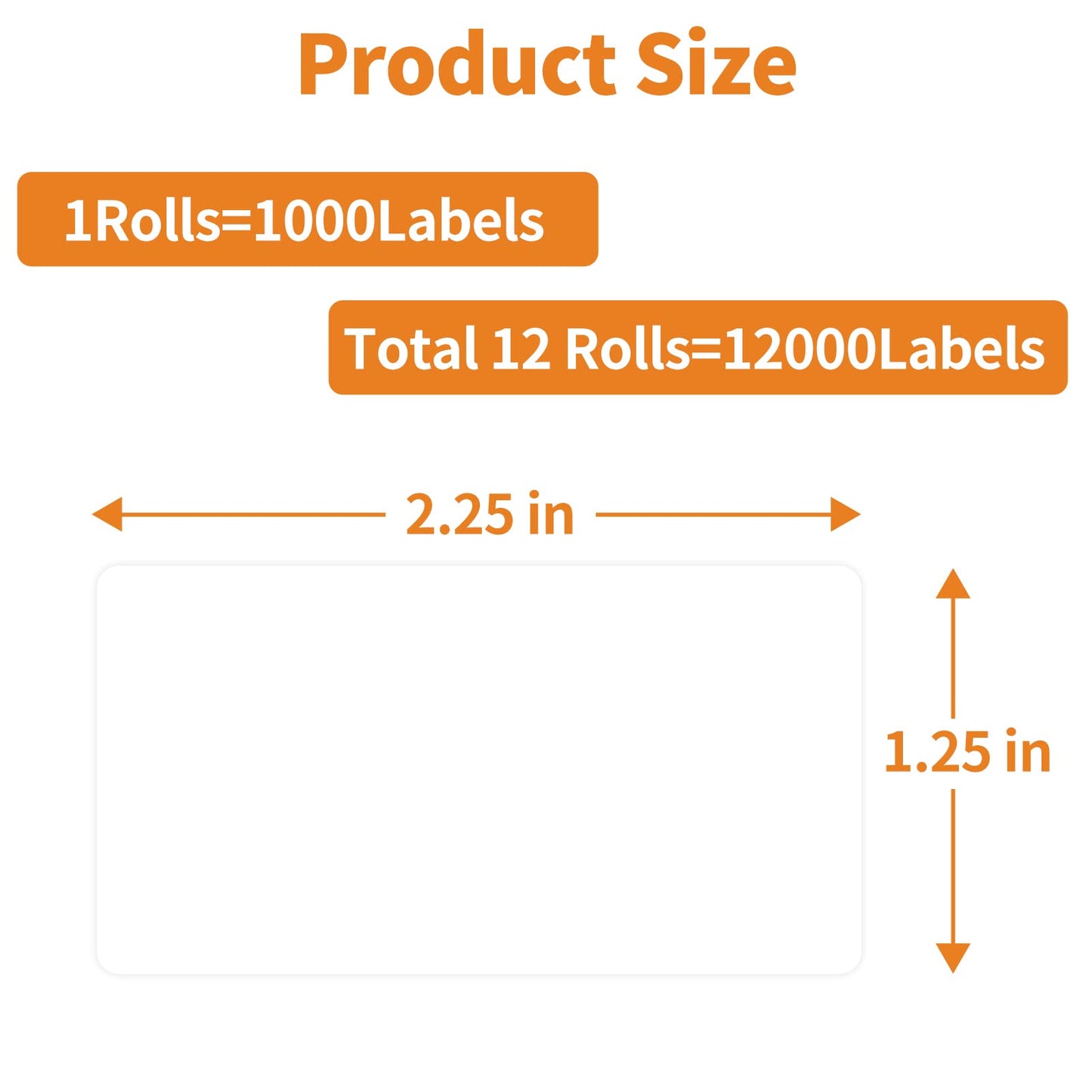 MFLABEL 12 Rolls Thermal Shipping Labels (12,000 Labels) - 2.25 x 1.25 Inch Direct Thermal Perforated Stickers for FBA, Barcode, SKU, Packaging – Compatible with Zebra, Rollo, Munbyn Thermal Printers