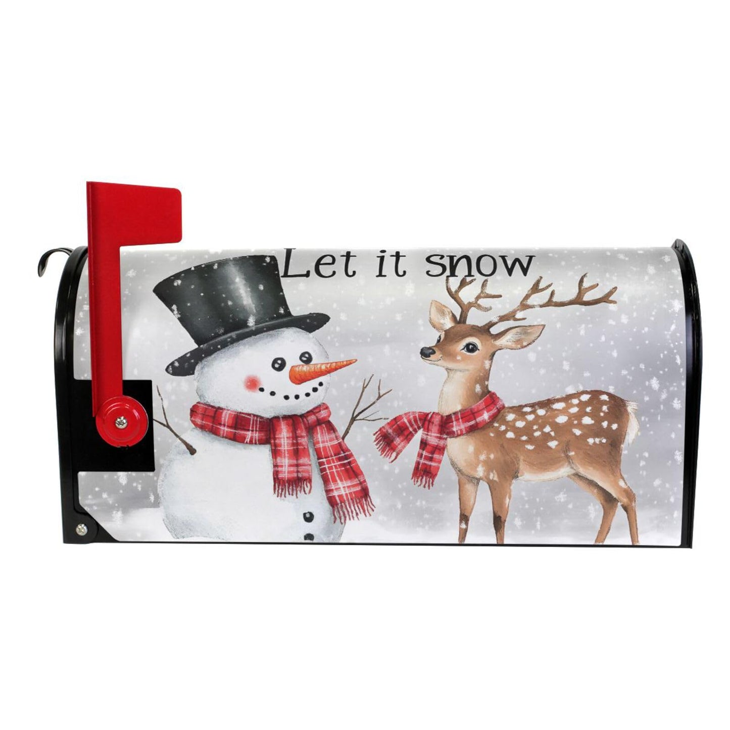 ALAZA Winter Let It Snow Snowman Deer Magnetic Mailbox Cover Christmas MailWraps Garden Yard Home Decor for Outside Oversized-25.5" x20.8"