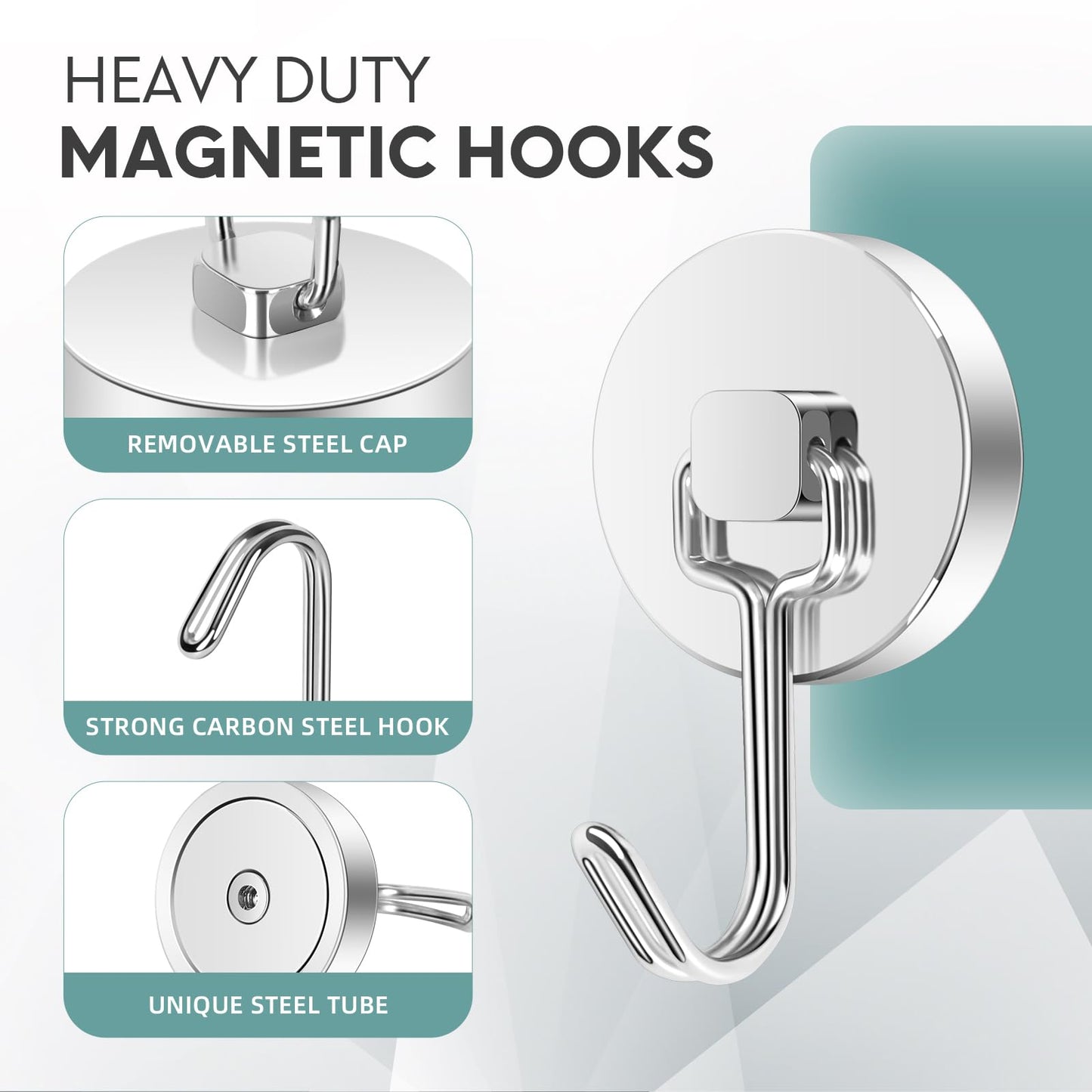 Neosmuk Magnetic Hooks, Cruise Ship Essentials, 100lb+ Swing Swivel Heavy Duty Magnetic Hooks for Cruise Cabins, Refrigerator, Grill, Hanging, and Travel,Extra Strong Must-Haves, Silver.