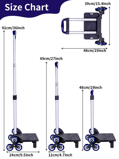 PROTAURI Backpack Trolley with 6 Wheels can Climb Stair, Foldable Rolling Luggage Cart, Adults/Student/Kid's Roller Attachment for School Bags/Backpacks