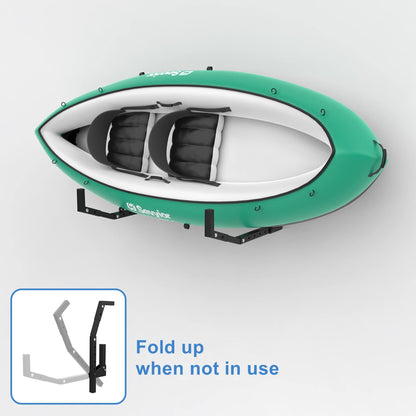 WALMANN Kayak Storage Rack, Wall Mount Kayak Hooks for Garage Kayak Wall Hangers for Kayak, Surfboard, Skiis, Snowboard, Paddle Board(2 Pairs for 2 Kayaks)
