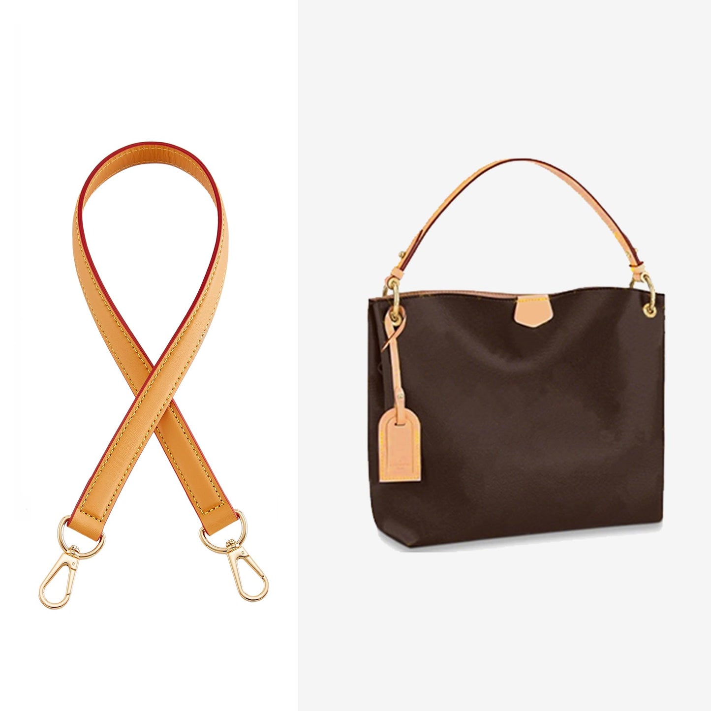 Doxo Genuine Vachetta Cowhide Leather Shoulder Strap - 0.7'' Width 24.8'' Length Short Replacement Straps Compatible with LV Graceful Tote, Speedy, Alma & Dauphine Bags (Beeswax)