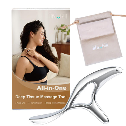 lifechill Trigger Point Massage Tool for Deep Tissue Massage & Gua Sha, Muscle Scraper Tool for Full Body Pain Relief, Thumb Saver Acupressure Tool, FSA HSA Eligible