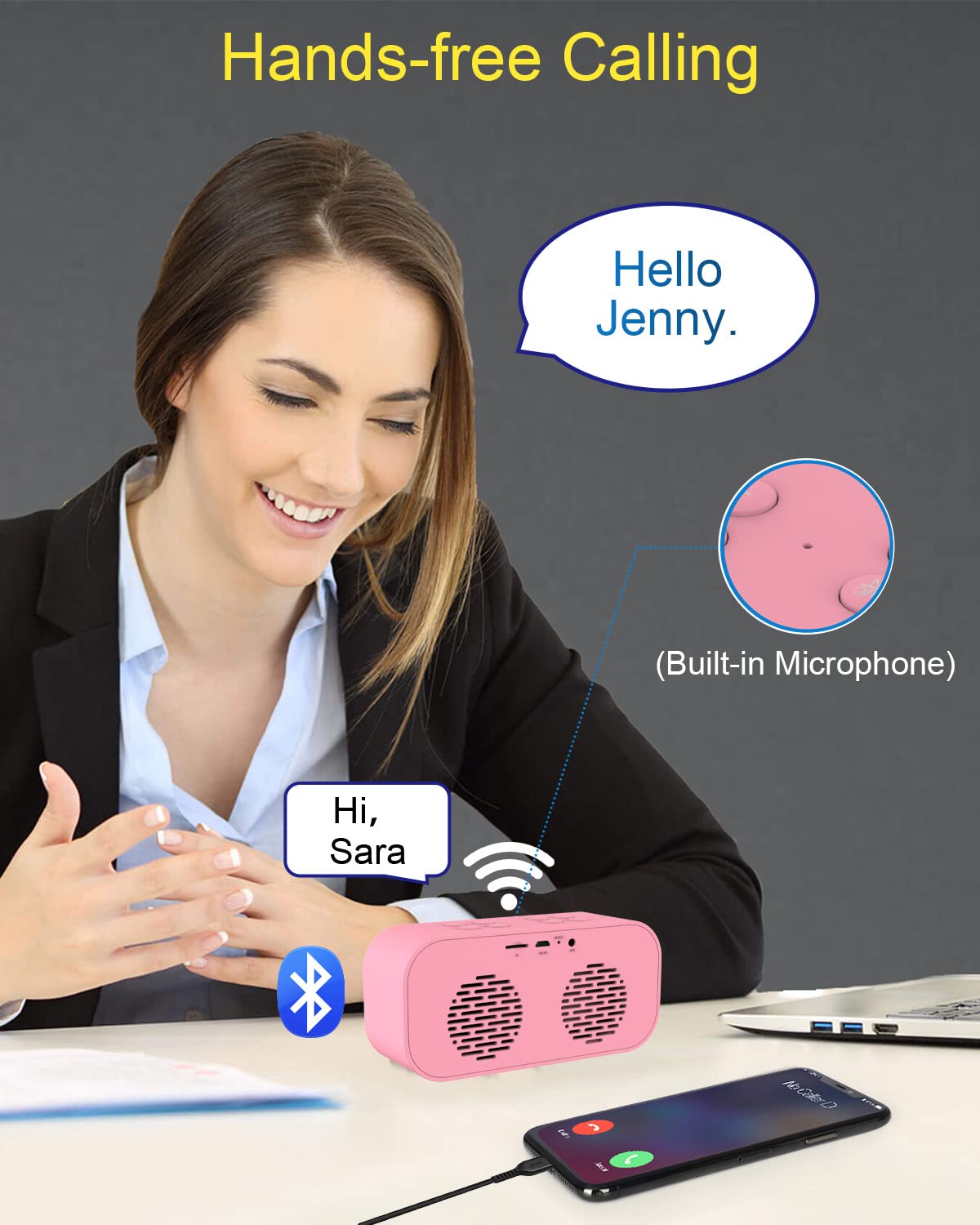 AFK Alarm Clock with Bluetooth Speaker for Bedroom,Small Digital Clock with Dual Alarms,Snooze,Mirror LED Display for Girls,Adults.