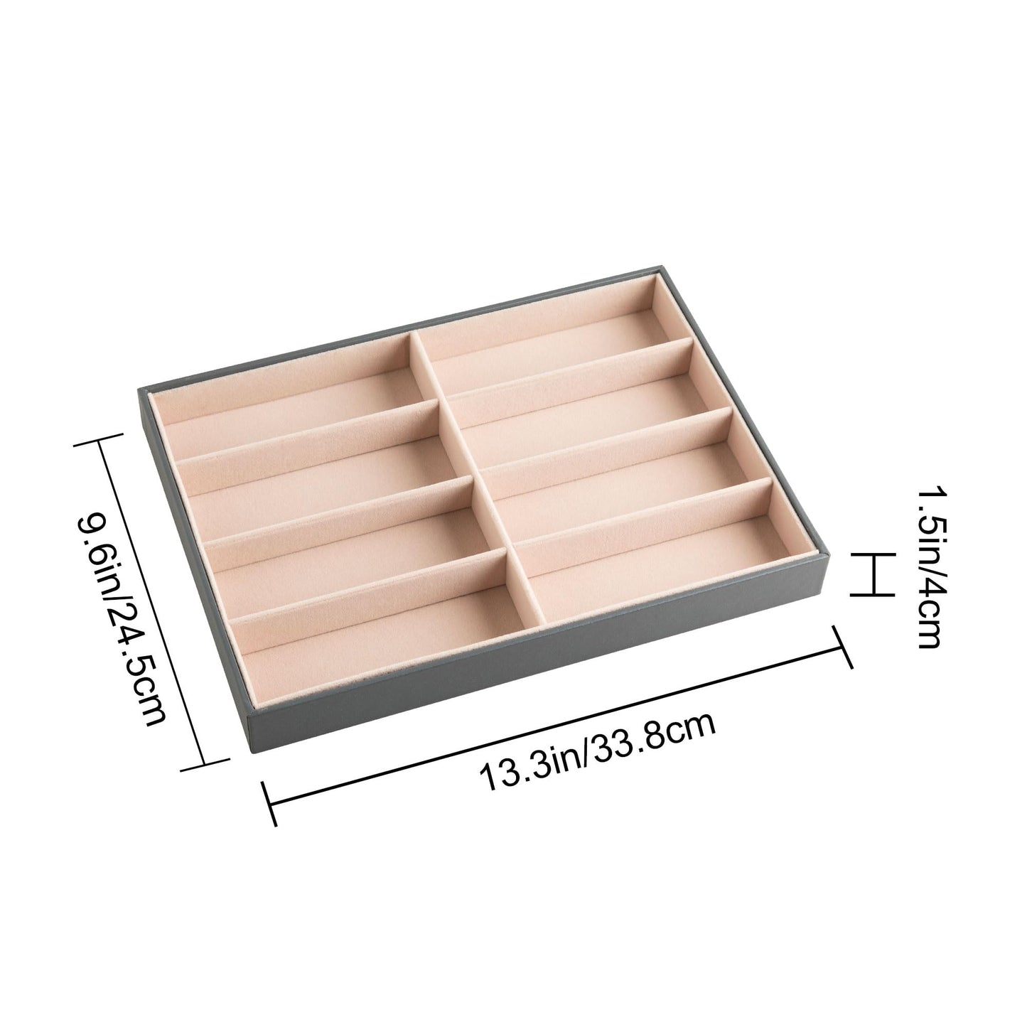 Frebeauty Sunglass Organizer,PU Leather Glasses Organizer,8-Slot Sunglasses Tray,Men's/Women's Sunglasses Box,Sunglass Case,13.3 x 9.6 x 1.5 Inches,Eyeglass/Eyewear Display Tray(Grey)