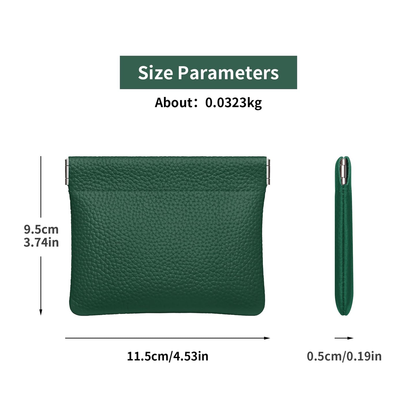 Genuine Leather Squeeze Coin Purse Pouch Change Holder For Men & Women Mini Change Purse Pouch for Pocket, Small Pouch Credit Card Key Headset Lipstick Holder (Green)