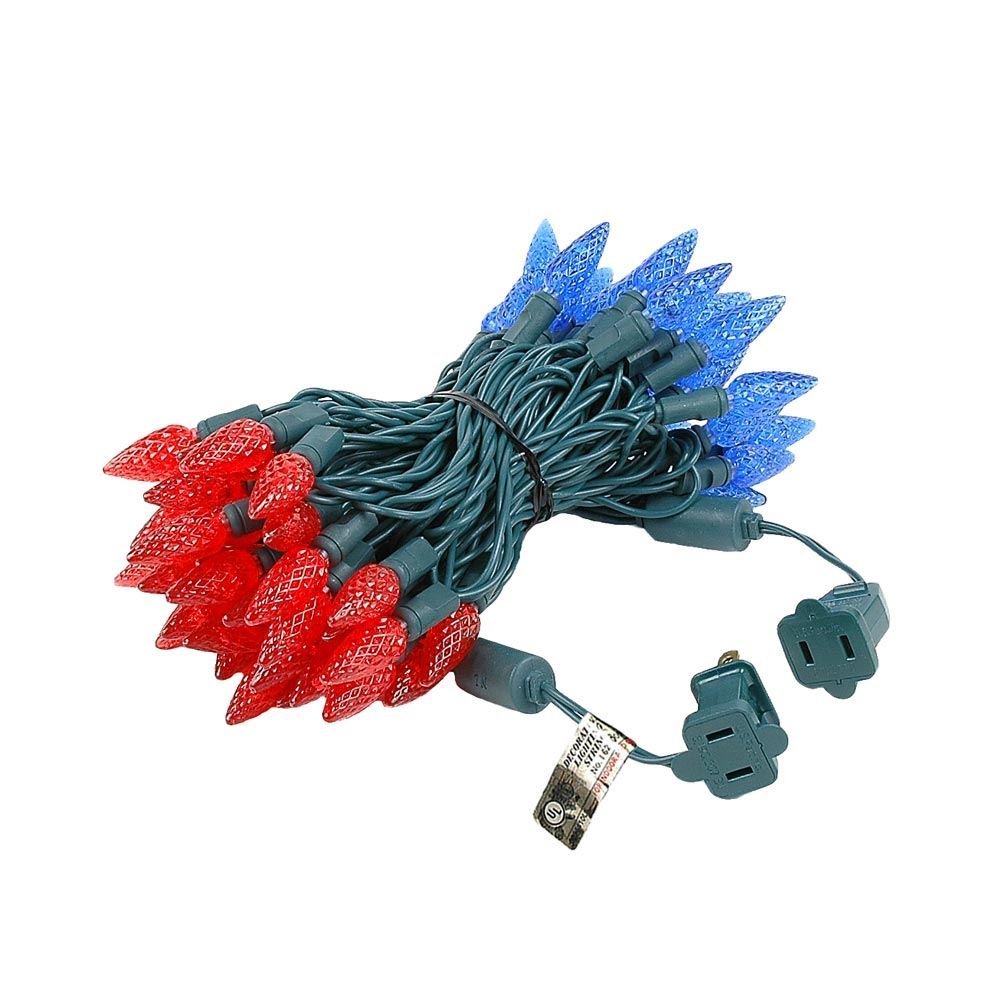 Novelty Lights 24FT 70 LED C6 LED Christmas String Lights, Outdoor Christmas Tree Commercial Grade LED String Lights, Permanent Christmas Lights Outdoor Tree Decorations Outdoor (Red/Blue)