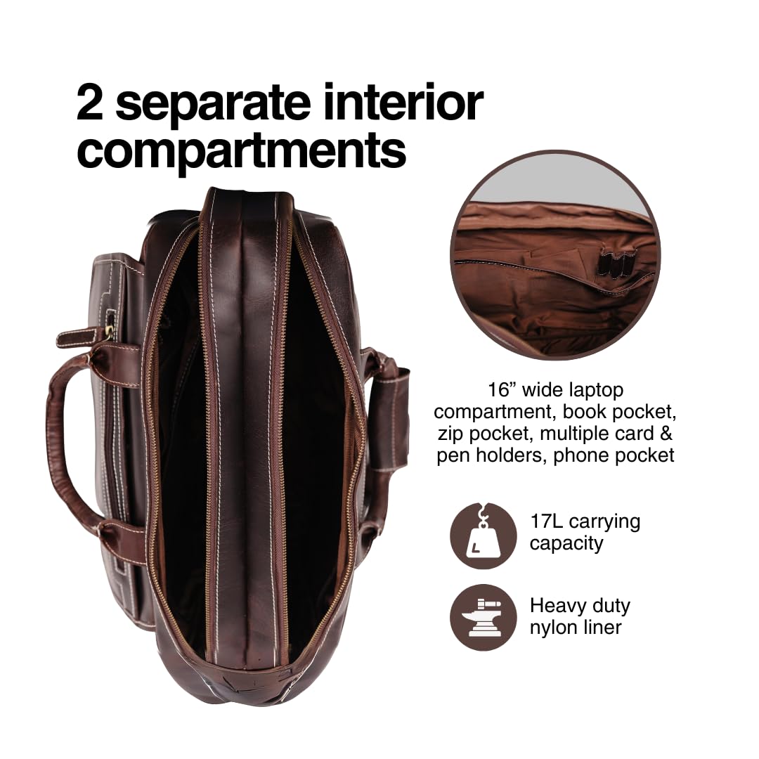 Buffalo Leather Pilot Bag (Dark Walnut)