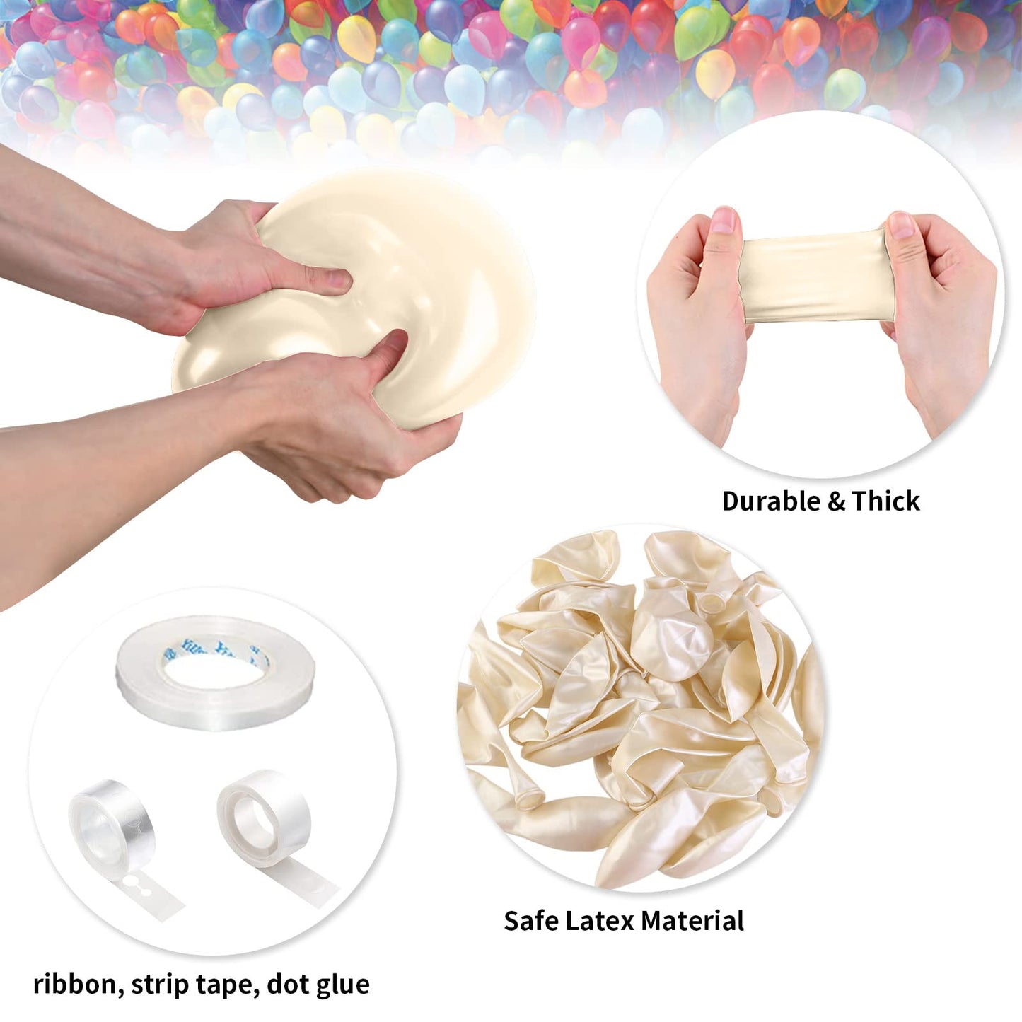 White Sand Balloons Beige Latex Balloon 5 10 12 18inch Different Sizes 103pcs Cream Nude Neutral Balloons Kit for Kids Birthday Party Decoration Baby Shower Wedding Annversary