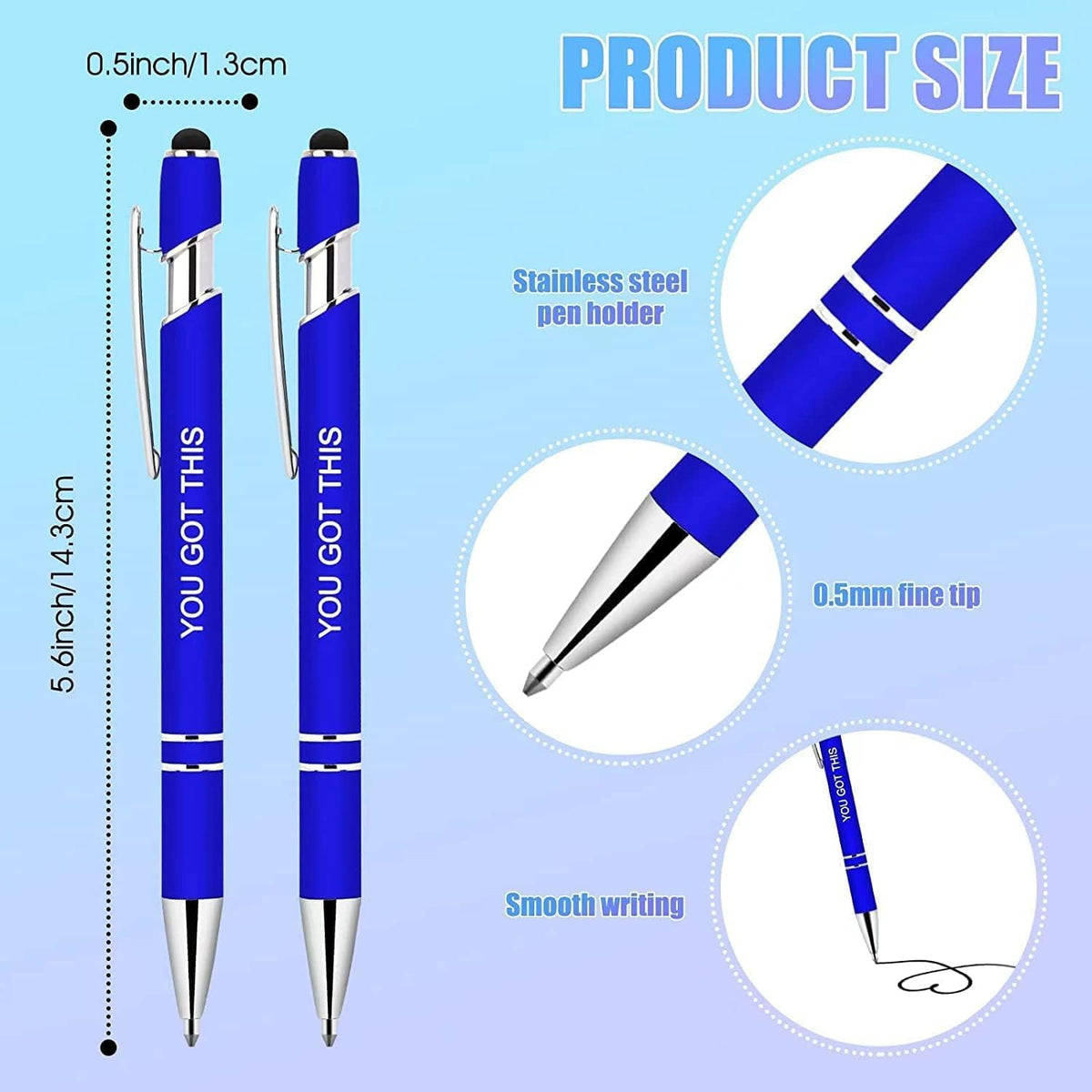 10 Pcs Inspirational Pens - Motivational Ballpoint Ink Pens Bulk with Stylus Tip quotes Gifts for School Coworkers Office Supplies Black Ink