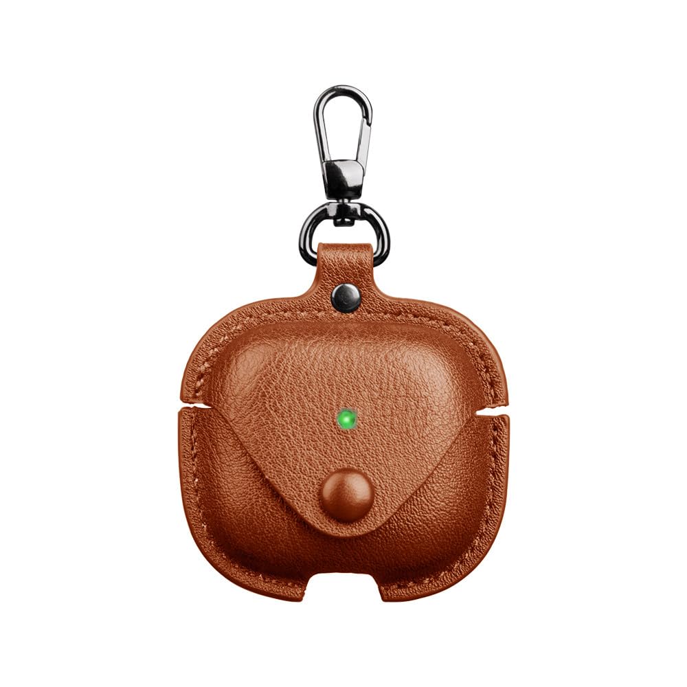 YQGFashbf for Airpods 4 Case Leather with Keychain, Stylish Retro Leather Wireless Charging Protective Headphone Case Cover for Apple Airpods 4th Generation 2024 Front LED Visible (Brown)