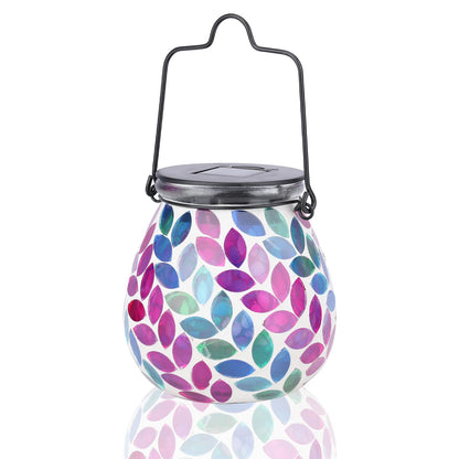 Afirst Mosaic Solar Lanterns Outdoor - Glass Hanging Solar Lights Hollow Out Waterproof Table Lamp Outdoor Decorative for Garden, Patio, Holiday Party Outdoor Decoration