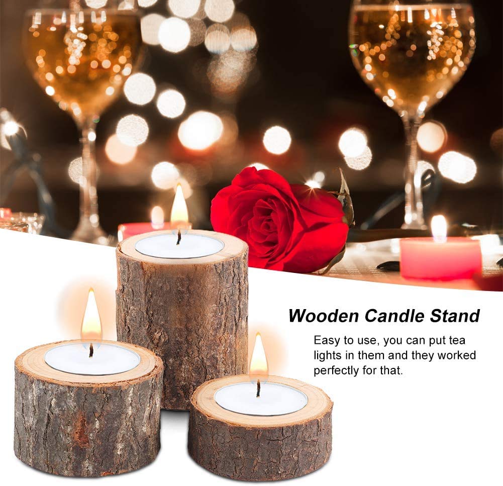 Yikko Tea Light Candle Holders, Personalized Wooden Votive Tealight Holders for Wedding Centerpieces for Table, Valentine's Day |Christmas Party |Home Decoration (Set of 12 (0.98", 1.65", 2.75"))
