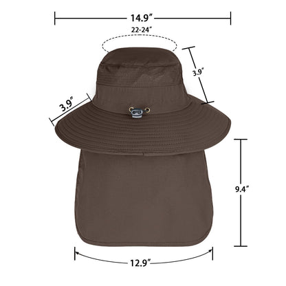 Sun Hats for Men Women Fishing Hat UPF 50+ Breathable Wide Brim Bucket Hats Summer UV Protection Safari Hat with Neck Flap Coffee
