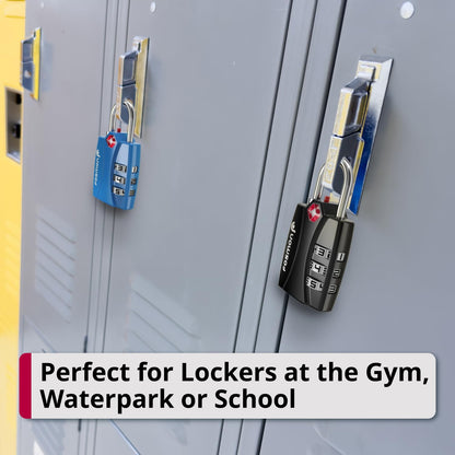 Fosmon TSA Approved Locks for Luggage. Suitcase Locks with Open Alert Indicator, 3 Digit Combination Padlock with Alloy Body for Travel, Backpack Zipper Anti Theft, Locker, Gym, Gun Case, Tent- 4 Pack