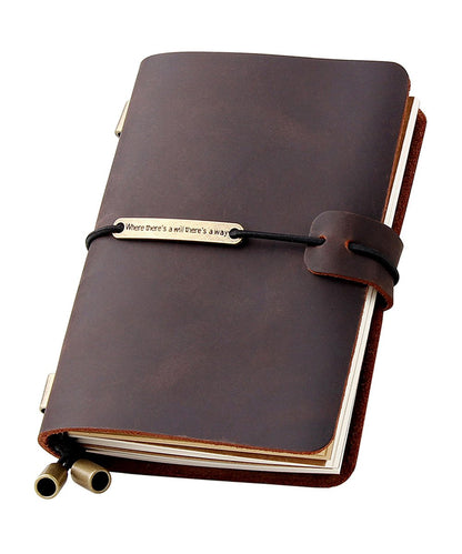 Robrasim Refillable Handmade Travelers Notebook, Leather Travel Journal Notebook for Men & Women, Perfect for Writing, Gifts, Travelers, Small Size 5.2" x 4" Inches - Coffee