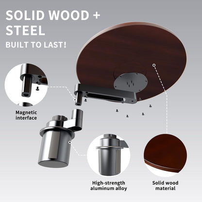 Car Tray & Car Desk for Laptop, 360° Rotating Wood Cup Holder Table, Steering Wheel Tray, Car Accessories for Women & Men,Compatible with Tesla Model Y/3/S, Ford F150/Explorer/Maverick & Most Vehicles
