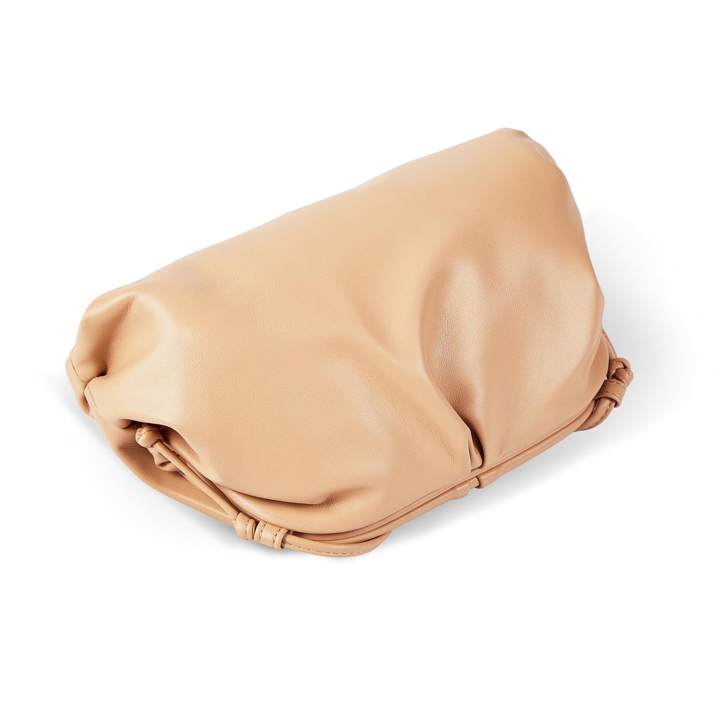 Huralona Dressy Pleated Vegan Leather Clutch Purse Super Soft Cloud Dumpling Clutch Bag for Women PU Evening Purse Handbag (Beige, S)