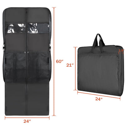 Univivi 60 '' Foldable Extra Long Dress Garment Bag, Premium Breathable & Tear-resistant Hanging Dress Cover for Travel and Closet Storage with Mesh Shoe Pocket and 2 Carry Handles