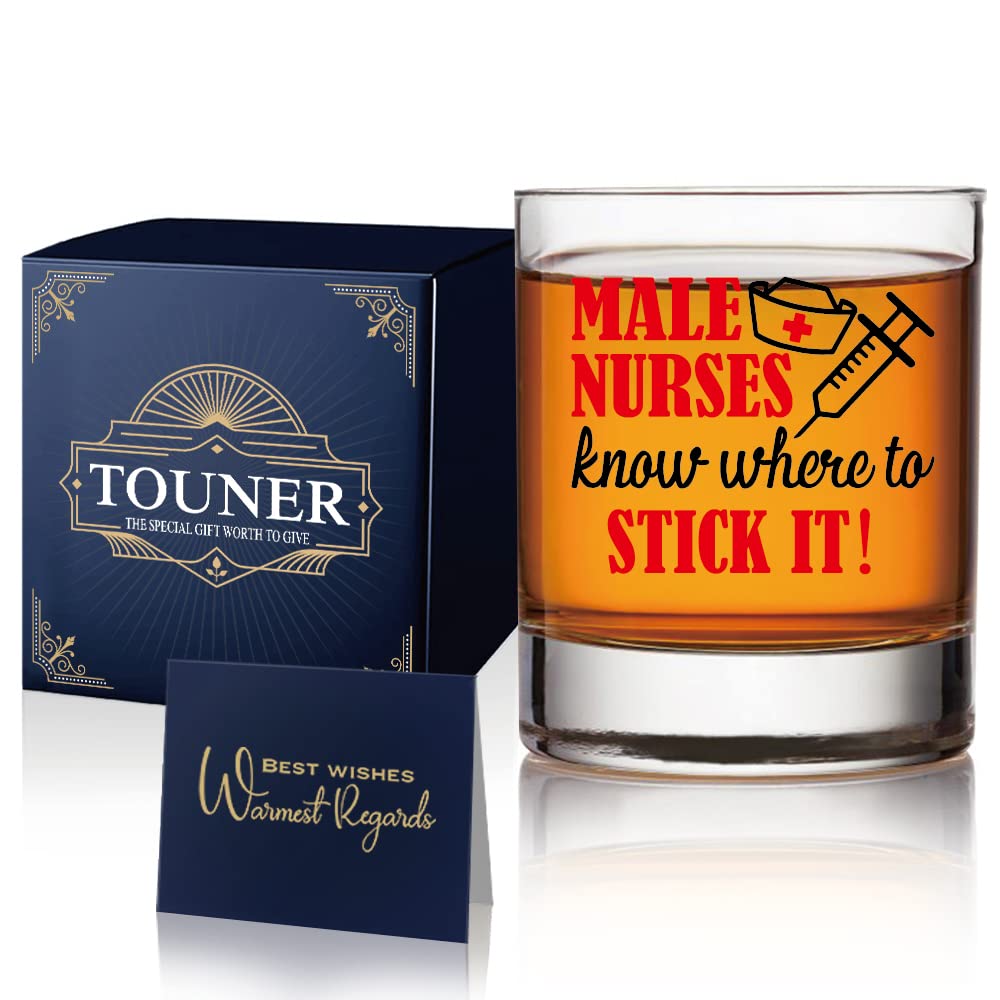 TOUNER Male Nurses Know Whiskey Glasses, Male Nurse Whiskey Glass, Nurses' Day Appreciation Retirement Gifts for Men Doctor Nursing Staff Coworker Boss