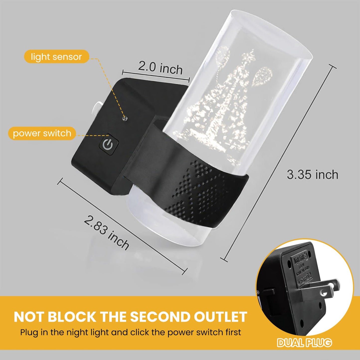 LED Night Lights Plug into Wall (Christmas Tree Design), 2 Pack Dimmable Nightlight, 0-100LM Adjustable Brightness Dusk to Dawn Auto Sensor, 3000K Warm Glow for Bedroom Hallway Holiday Home Decor Gift