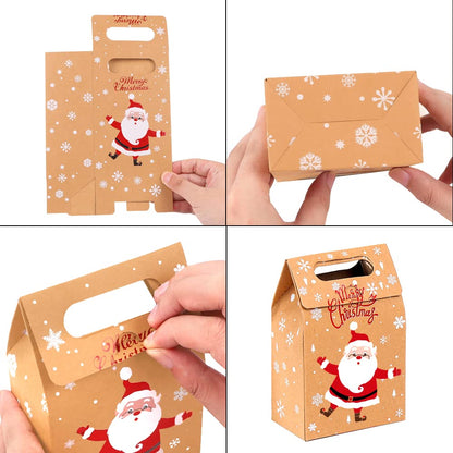 JOICEE Christmas Kraft Paper Gift Boxes 24pcs Xmas Goodies Treat Candy Bags Boxes for Christmas Party Favor
