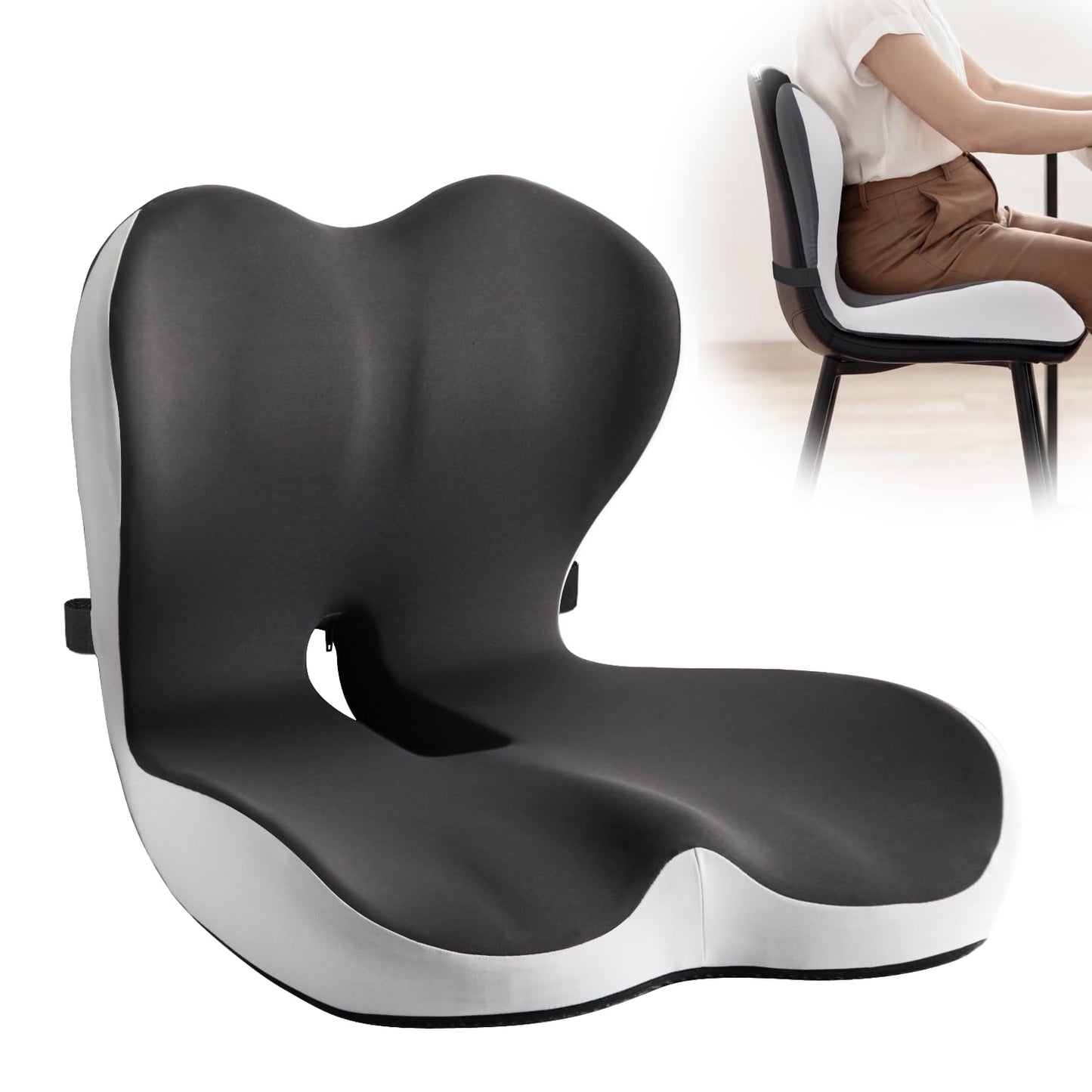 vdovsta Office Chair Cushion for Tailbone & Low Back Pain Relief, Car and Truck Seat Cushion, Comfortable Foam and High Backrest, Suitable for Office Chairs, Cars, Trucks, and Home Chairs