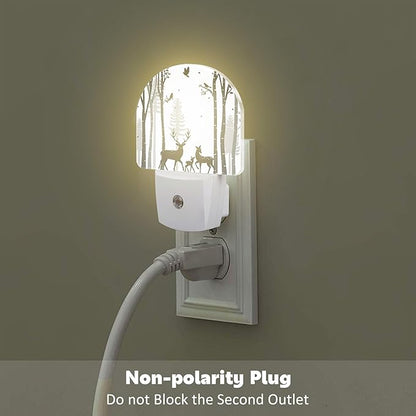 Deer in The Forest Night Light, Birch Tree with Deer Dusk to Dawn Night Light Plug in,0.5w Energy Saving Sleep Friendly NightLight for Kids Boys Girls Home Decor