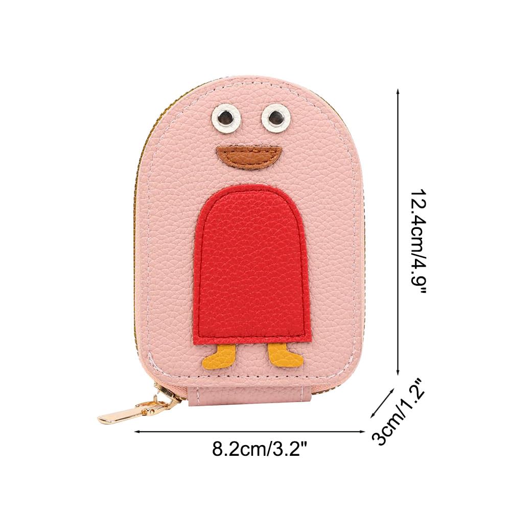 DONGKER Cute Penguins Card Coin Holder,PU Zippered Cartoon Penguin Accordion Card Wallet Built-in 11 Card Slots for Men Women