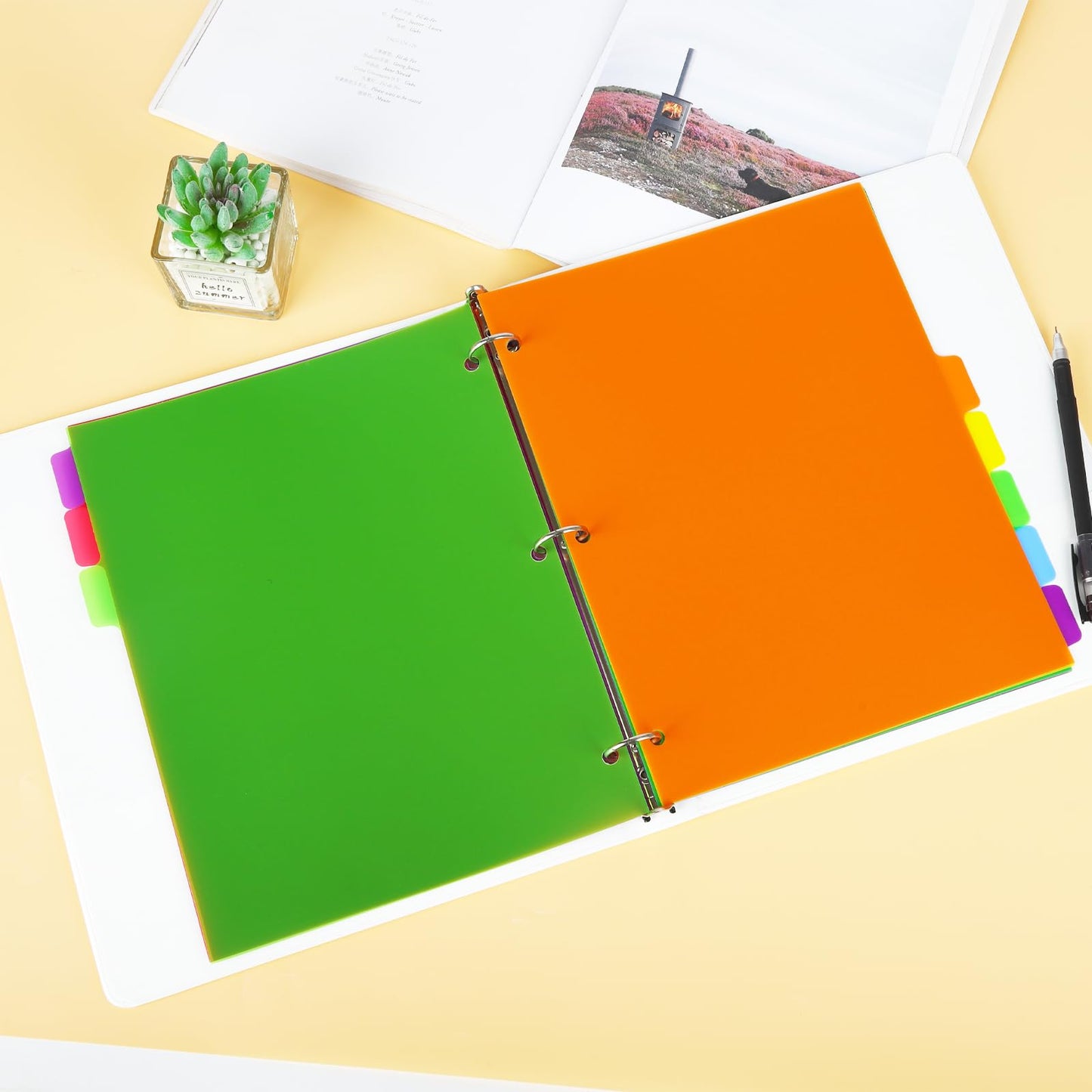 24PCS/3 Set 3-Ring Binder Dividers with Tabs,8 Tab Plastic File Dividers,Binder Separators with tabs for Office/School Supplies