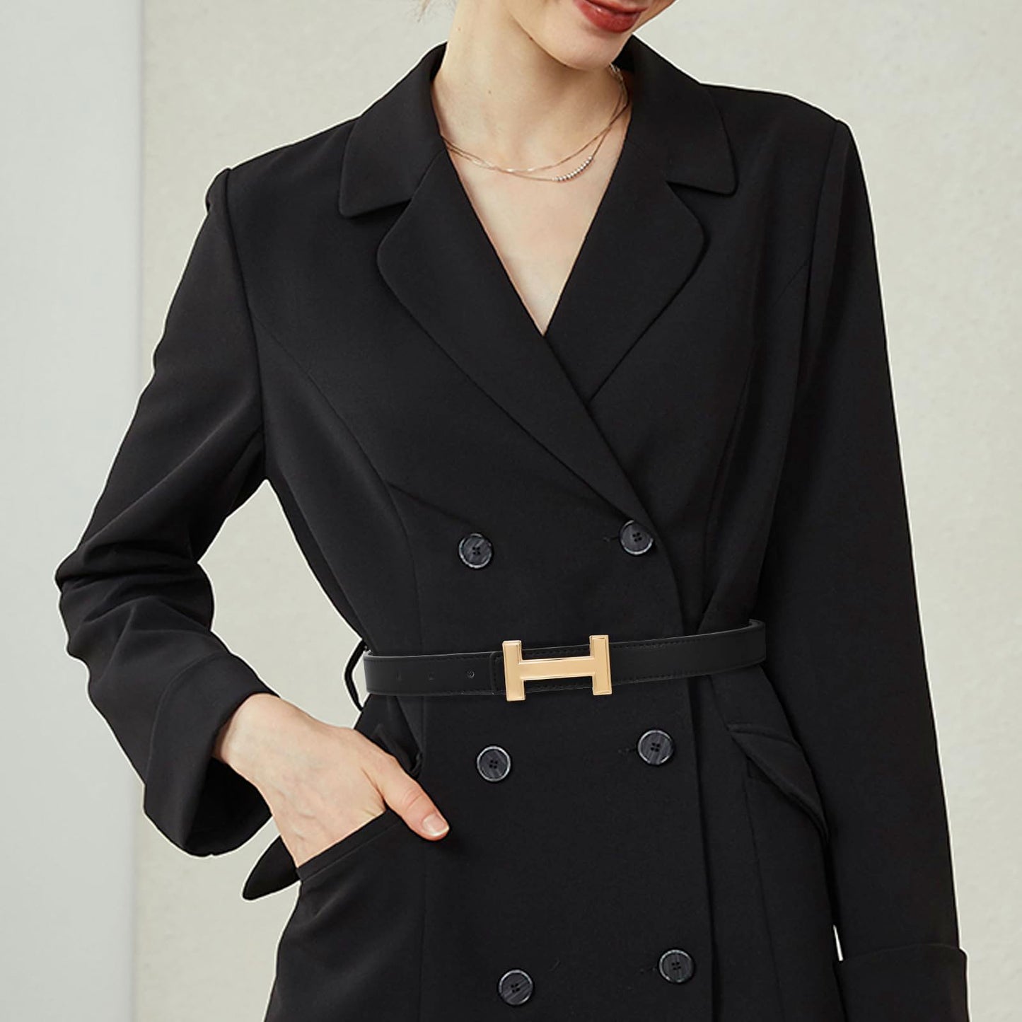 Relang Women's Belts with Gold Buckle, Fashion Waist Band, Elegant Ladies' Belt, Gift for Women