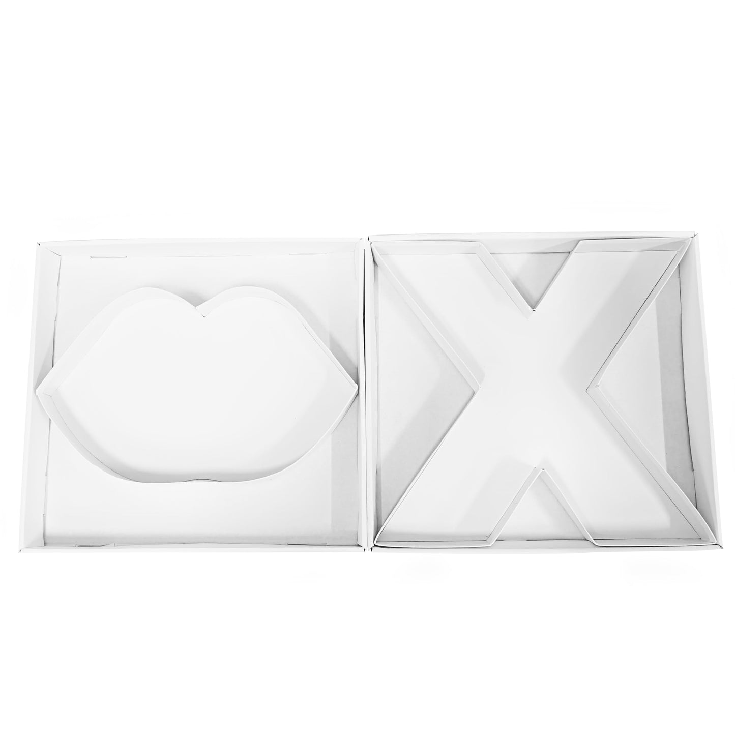 WENPACK 12.5" Cardboard Letter Shaped Mache Decorative Strawberries Fillable Sweets Candy Box with Clear Lid (White, X)