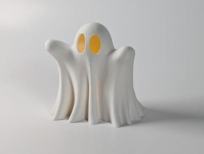 Light Up Ghost Decoration – LED Tea Light Halloween Decor – Cute Spooky Accent for Home, Mantel, Party & Table Centerpiece – Eco-Friendly PLA