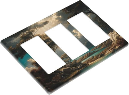 Decorative Art Light Switch Covers Sunburst Over the Wilderness 3 Gang Triple Rocker Outlet Switch plate GFCI Faceplate GFCI for Home Decor