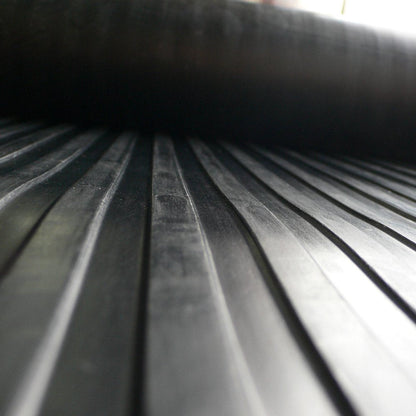 Rubber-Cal - 03_168_W_WR_08 Wide Rib Corrugated Rubber Floor Mat, 3 mm Thick x 4' x 8' Utility Runner, Black